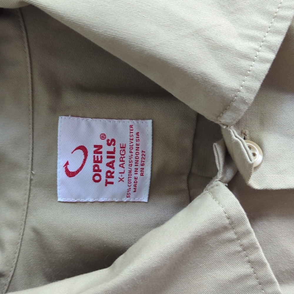 Men's OPEN TRAILS Cotton Button-up Tan/ Neutral X-Large - Picture 3 of 6